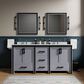 Lexora Home Ziva 72" Double Bathroom Vanity in Dark Grey with 2 cm White Cultured Marble Top and Rectangular Sinks, , large