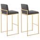 Lumisource Fuji High Back Barstool with Charcoal Fabric in Gold (Set of 2), , large