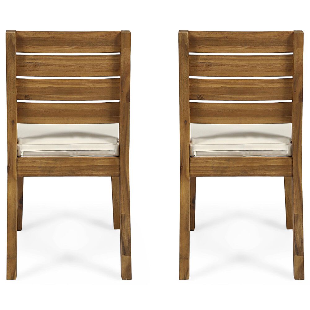Hearth and Haven Outdoor Armless Dining Chair with Natural Frame in Beige (Set of 2), , large