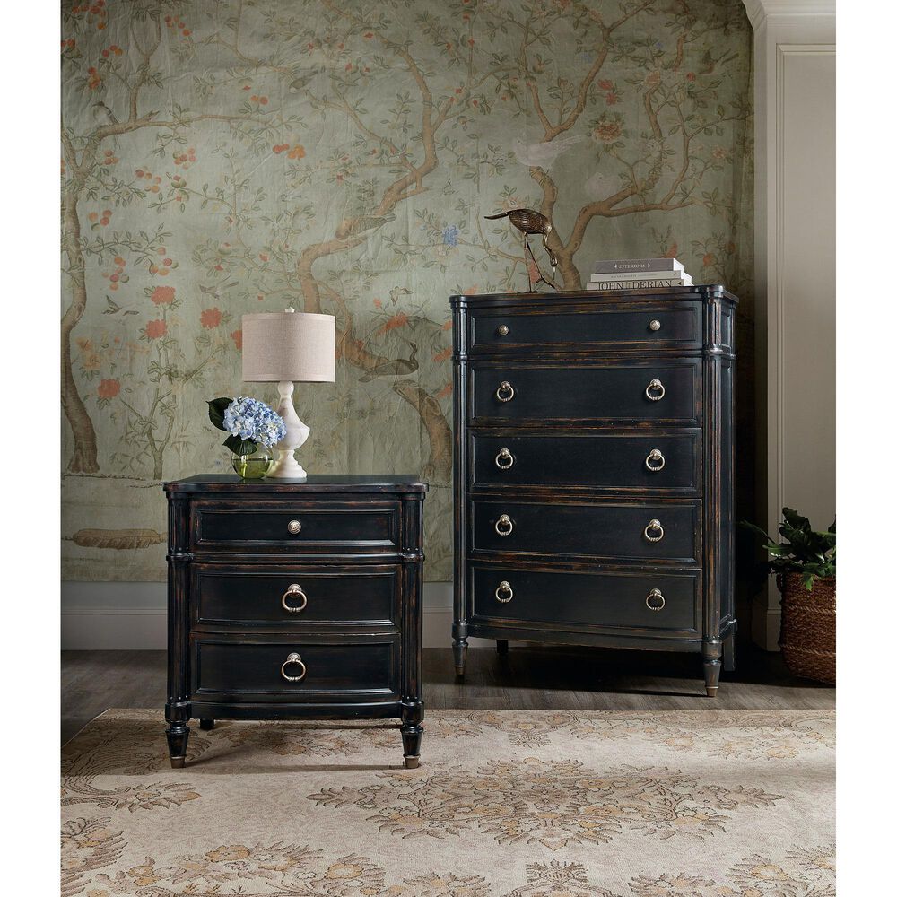 Hooker Furniture Charleston 3-Drawer Nightstand in Black Cherry, , large