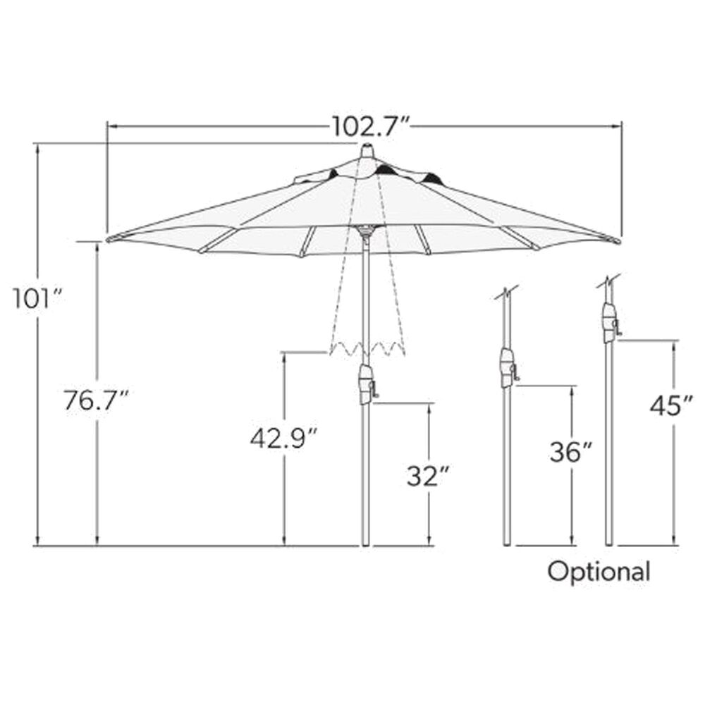 Treasure Garden 9&#39; Umbrella with Black Base in Coal, , large