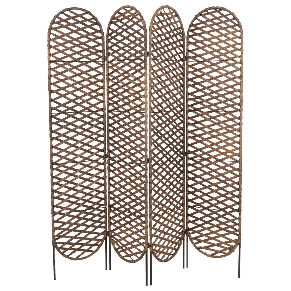 Maple and Jade 4-Panel Partition Room Divider Screen with Cutouts in Matte Copper, , large