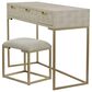 Maple and Jade Vanity Stool and Hidden Mirror in Light Gray and Gold, , large