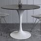 Leisuremod LeisureMod Verve Collection 36 Round Dining Table, White Base with Sintered Stone Black Top, , large