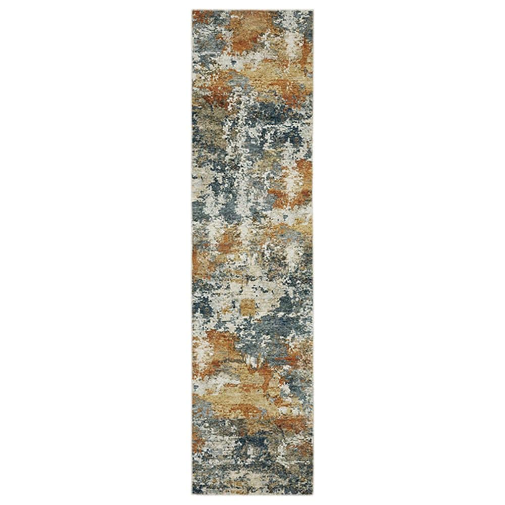 Oriental Weavers Malibu 2" x 8" Blue and Gold Runner, , large