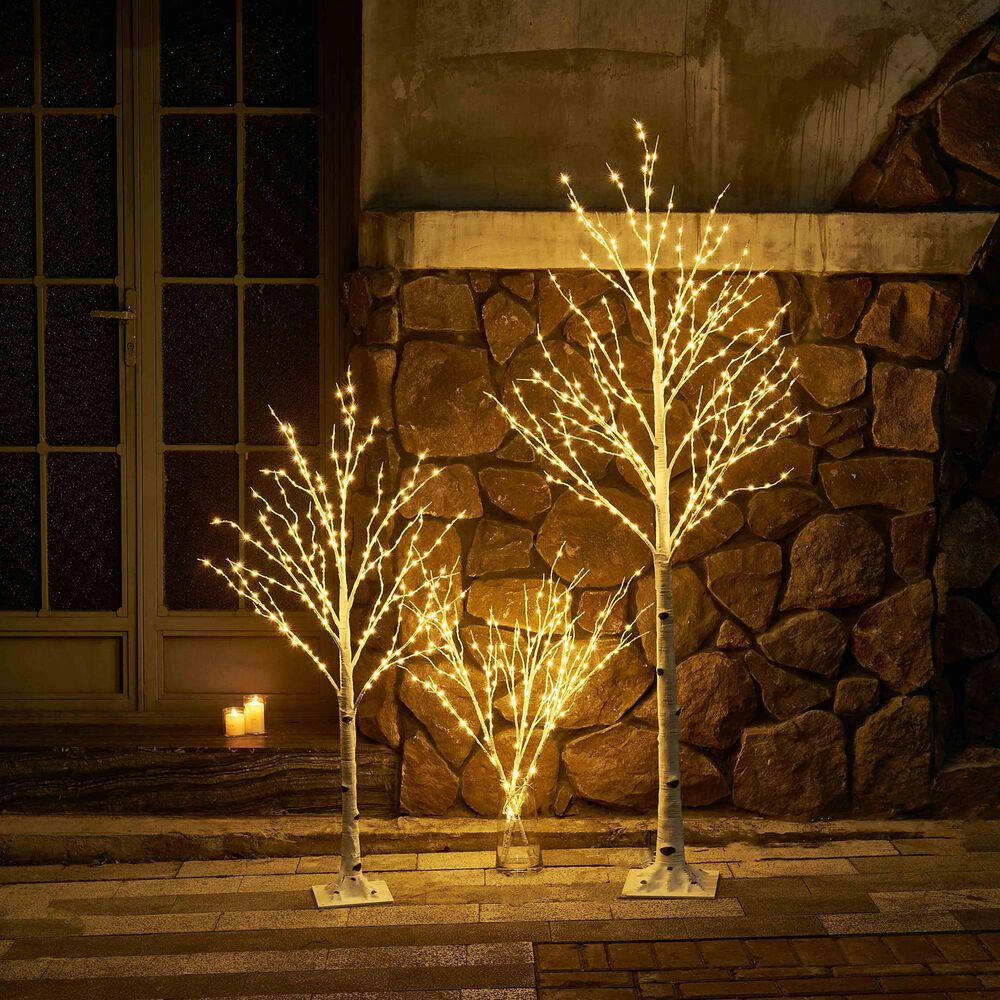 HOMLUX 48" Birch Tree with 200 LED Lights in White, , large