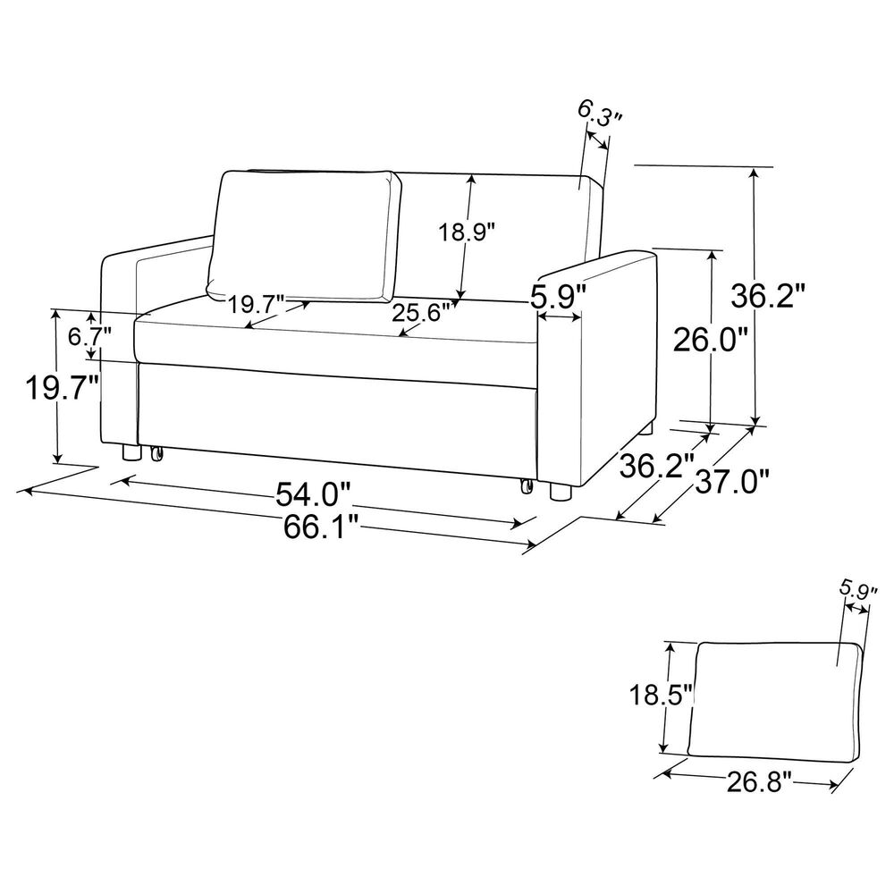 Lifestyle Solutions Tyler Convertible Sleeper Sofa in Rust, , large