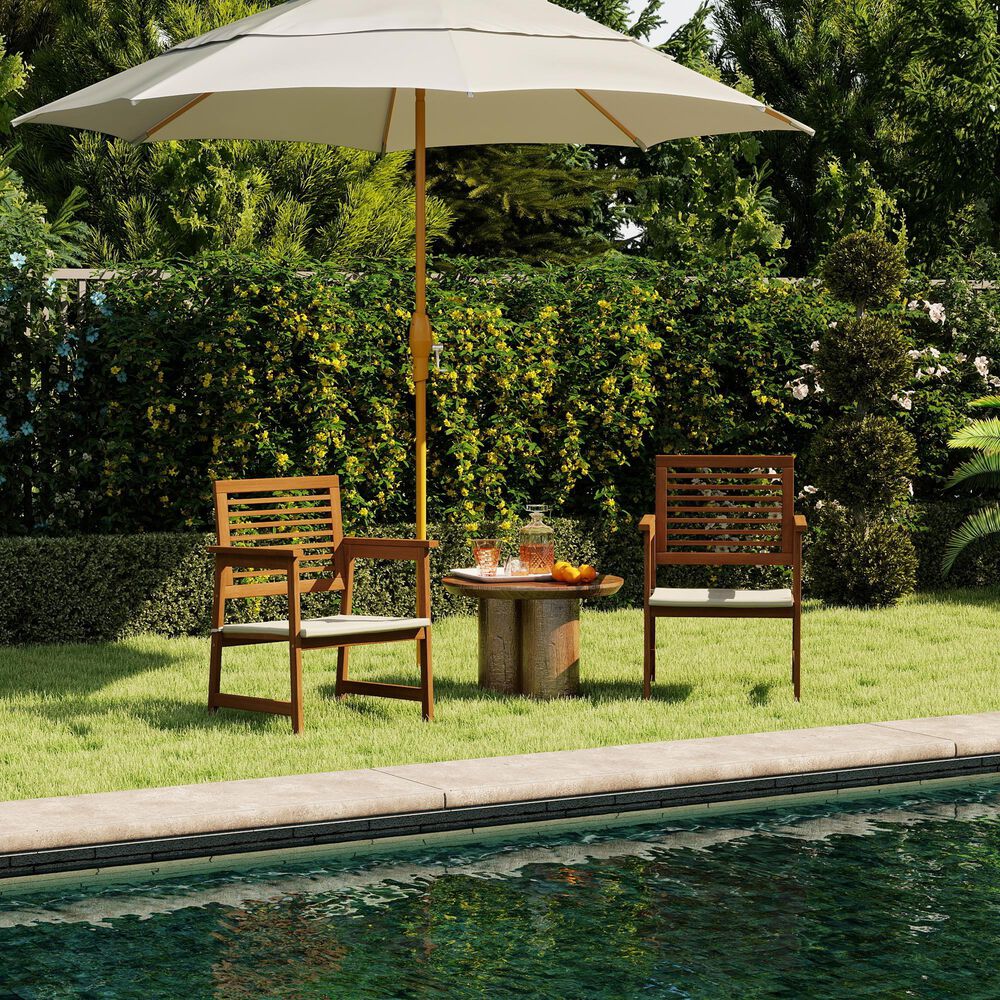 HOMLUX Patio Armchair with Cushion in Natural (Set of 2), , large