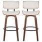 LumiSource Lombardi 30" Swivel Barstool with Cream Faux Leather Upholstery in Walnut and Black (Set of 2), , large