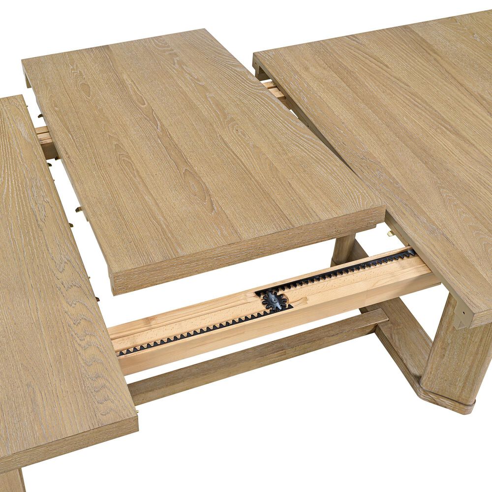 Emerald Home Furnishings Pacific Grove Trestle Dining Table in Sand Dune Brown - Table Only, , large