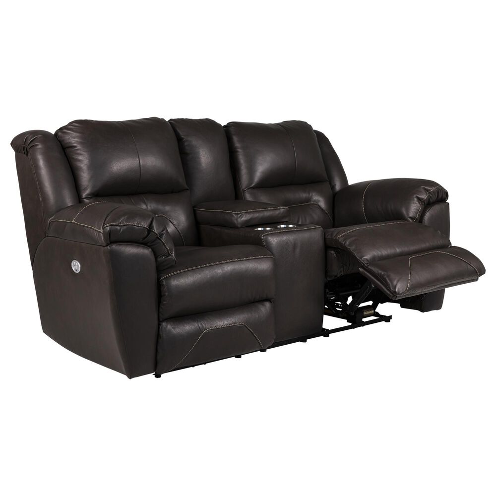 Southern Motion Pandora Leather Power Console Loveseat with Power Headrest in Fossil, , large