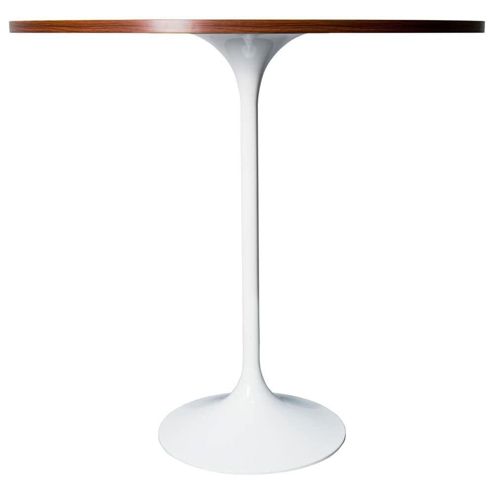Leisuremod LeisureMod Verve Collection Modern Bar Height Table White Base with 48 Round Cognac Brown MDF Top, , large