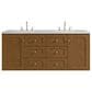 James Martin Laurent 60" Double Bathroom Vanity in Honey Oak with 3 cm Ethereal Noctis Silestone Top and Rectangular Sinks, , large