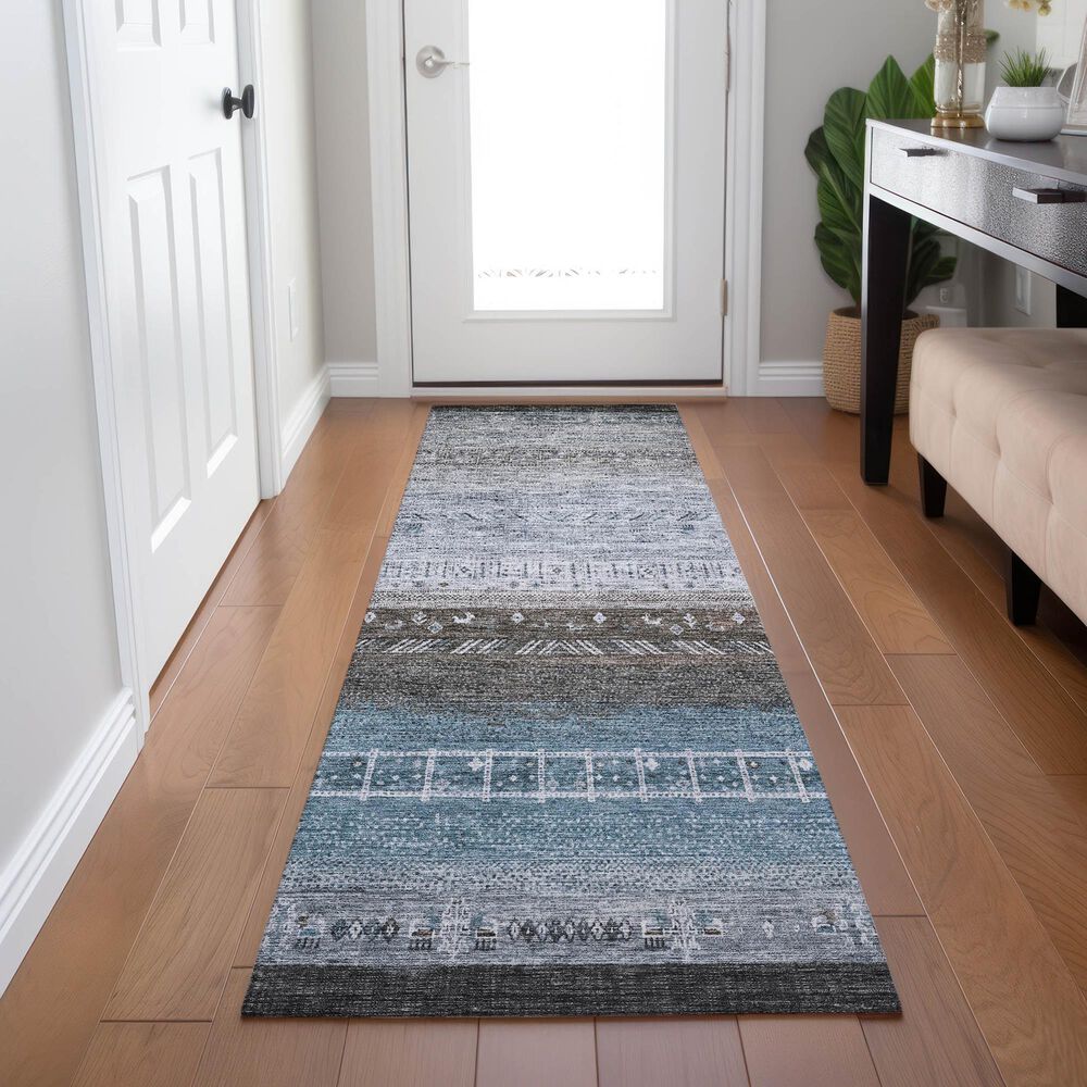 Dalyn Rug Company Karaj KJ7 2&#39;3&quot; x 7&#39;6&quot; Blue Indoor/Outdoor Runner, , large