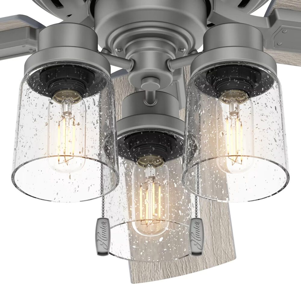 Hunter Hartland 52&quot; Ceiling Fan with LED Lights in Matte Silver, , large