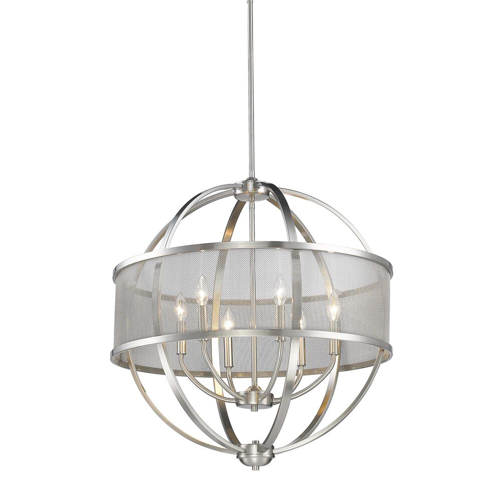 Golden Lighting Colson 6-Light Chandelier with Mesh Shade in Pewter, , large