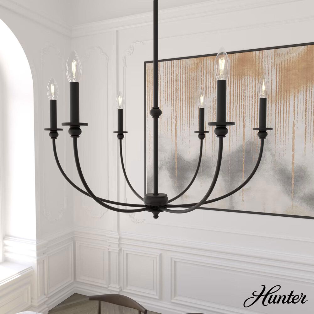 Hunter Southcrest 6-Light Chandelier in Flat Matte Black, , large