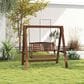 HOMLUX 2-Seat Outdoor Porch Swing Bench Meranti Wood Chair with Stand in Teak Oil, , large