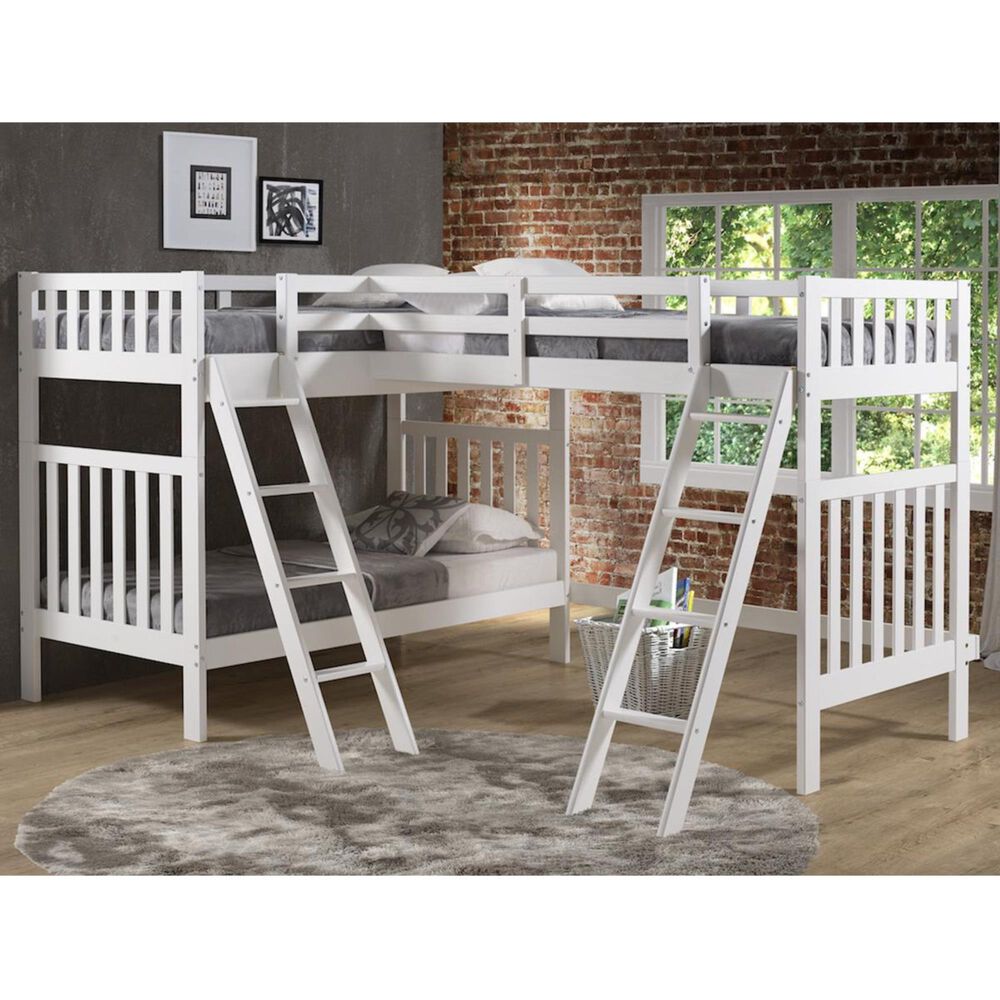 Bolton Furniture Aurora Twin over Twin Bunk Bed with Third Bunk Extension in White, , large