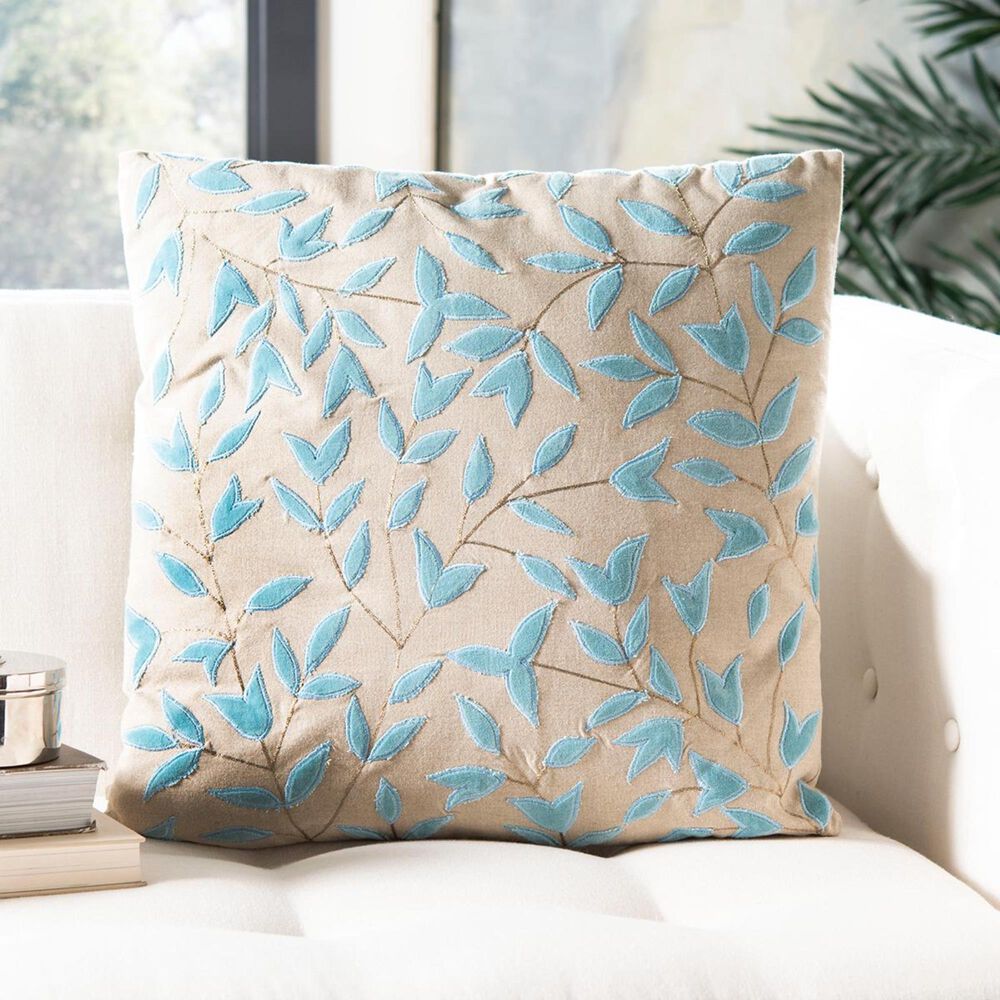 Safavieh Joslyn 20"x20" Pillow in Beige/Blue, , large