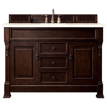 James Martin Brookfield 60" Single Bathroom Vanity in Burnished Mahogany with 3 cm Eternal Marfil Quartz Top and Rectangle Sink, , large