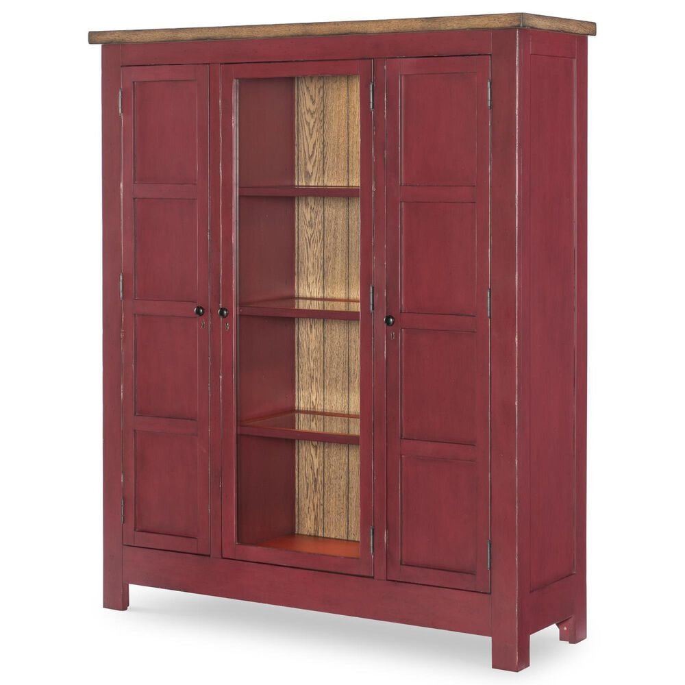 Legacy Classic Furn Direct Shp Vintage Market Curio Cabinet in Barnwood Oak and Spiced Apple, , large