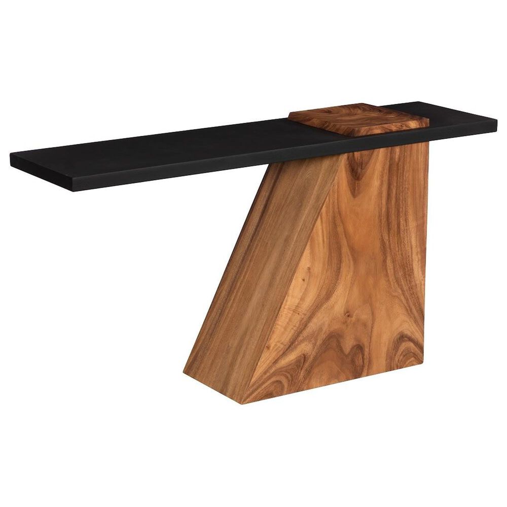 TimberHaus Slant Console Table in Natural and Black, , large