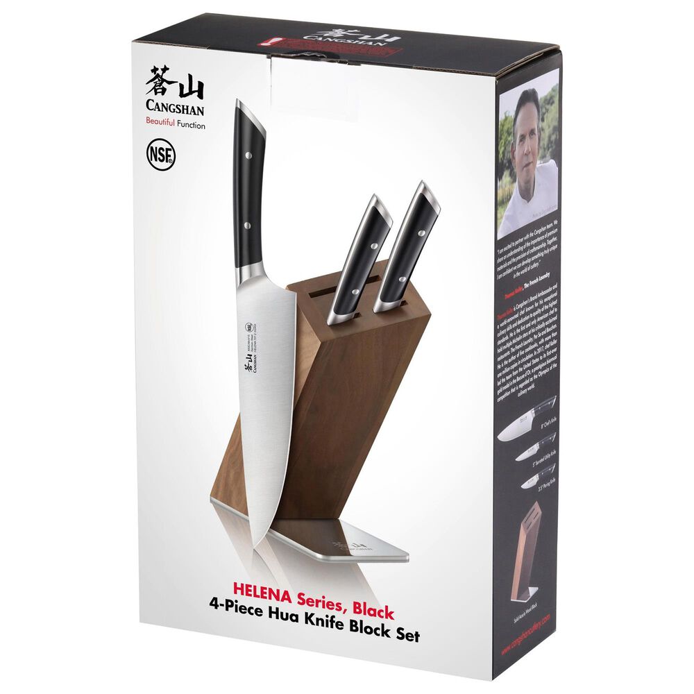 Cangshan Helena 4-Piece Knife Block Set in Black, , large