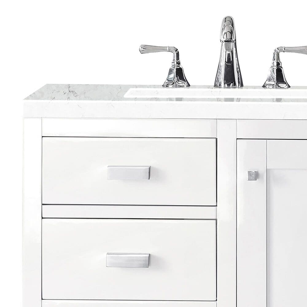 James Martin Addison 30&quot; Single Bathroom Vanity in Glossy White with 3 cm Eternal Jasmine Pearl Quartz Top and Rectangular Sink, , large
