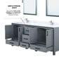 Lexora Home Ziva 80" Double Bathroom Vanity in Dark Grey with 2 cm White Cultured Marble Top and Rectangular Sinks, , large