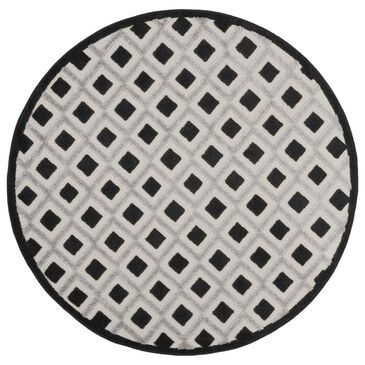 Nourison Aloha Geometric 4" Round Black and White Indoor/Outdoor Area Rug, , large