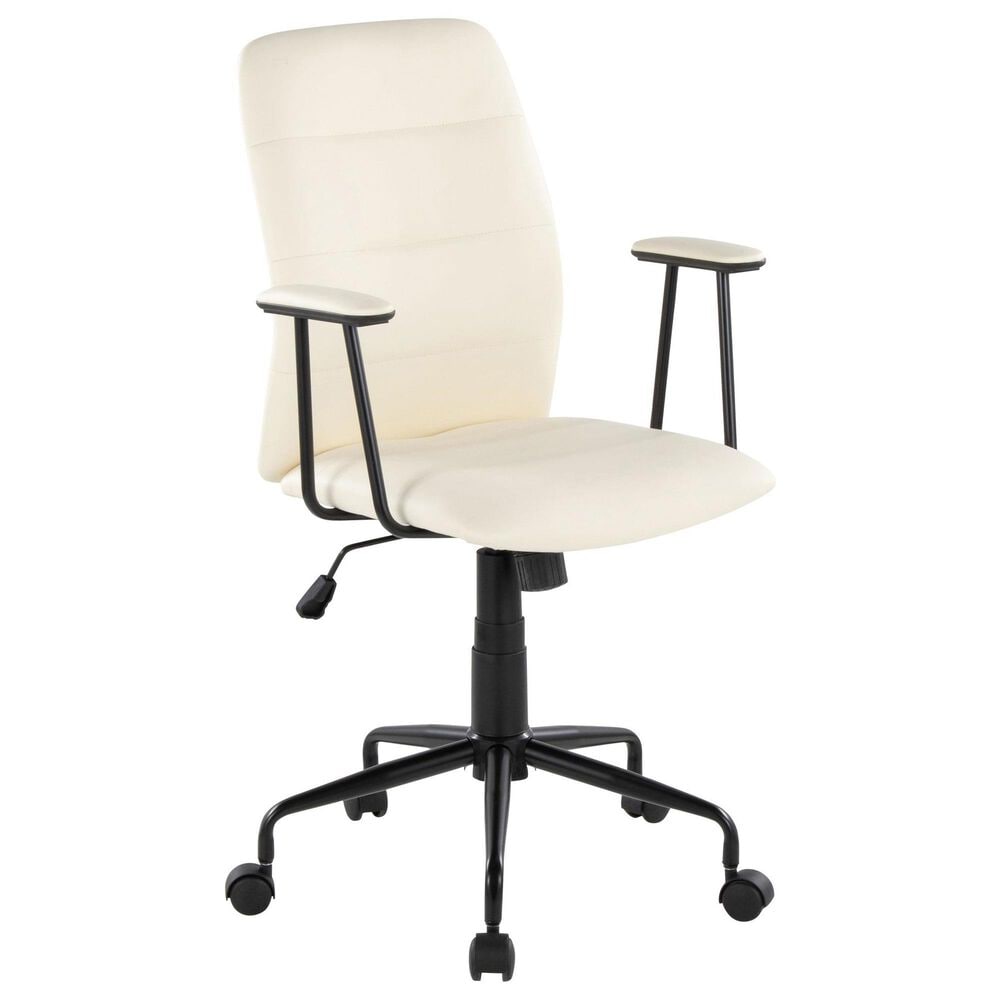 Lumisource Fredrick Office Chair with Cream Cushion in Black, , large
