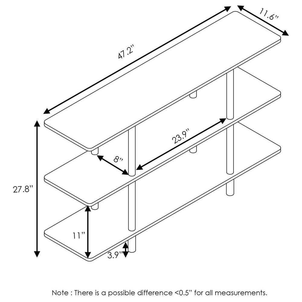 HOMLUX Turn-N-Tube 3-Tier Wide Display Shelf in French Oak and Black, , large