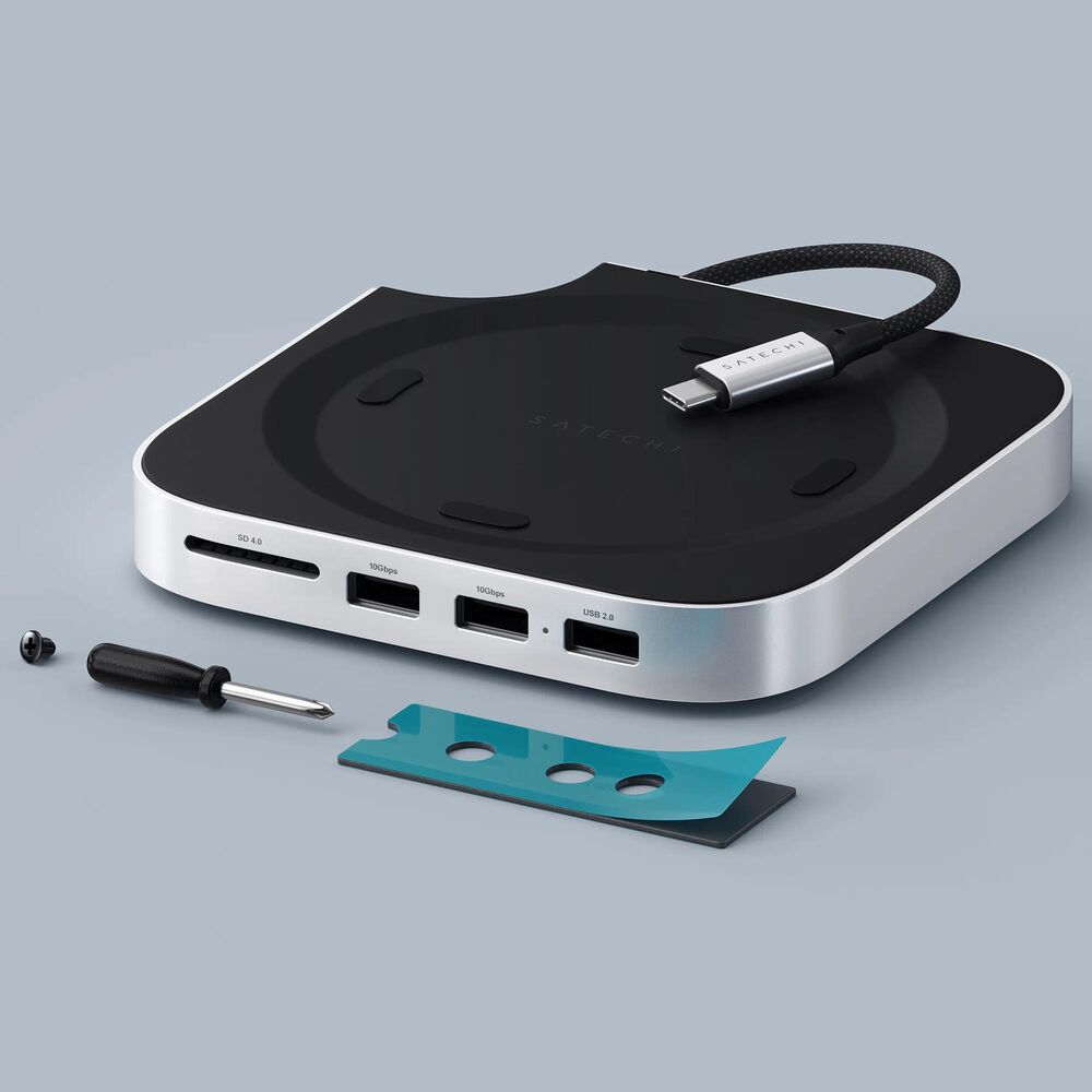 Satechi Mac Mini M4 Stand and Hub with SSD Enclosure in Silver, , large