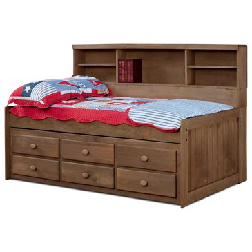 Rusticvale Twin Day Bed with Trundle and Drawer in Chestnut, , large