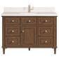 James Martin Vanities Lorelai 48" Single Vanity in Mid-Century Walnut with Single Hole and 3 CM White Zeus Quartz Top & Backsplash, , large