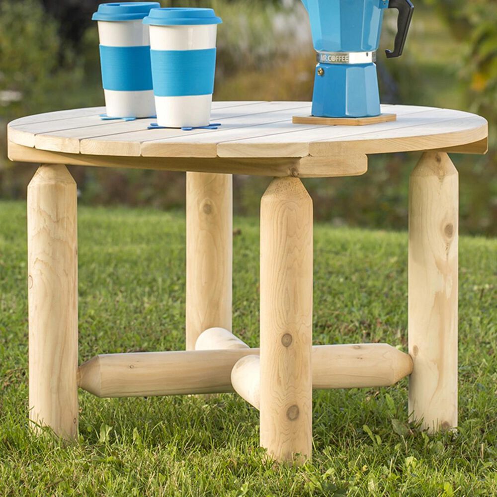 Bestar Outdoor White Cedar Round Coffee Table in Natural, , large