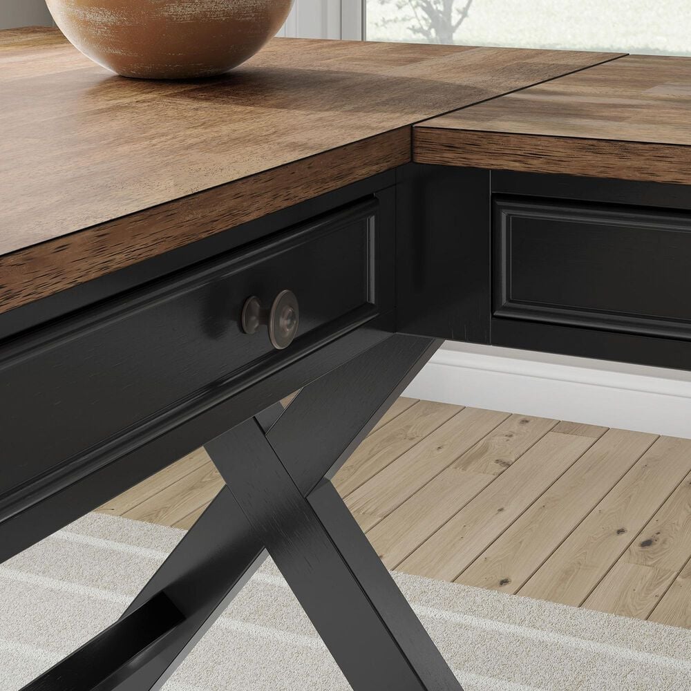 Ashley Wildenauer 3-Piece L-Shape Desk with Bookcase Set in Brown and Black, , large