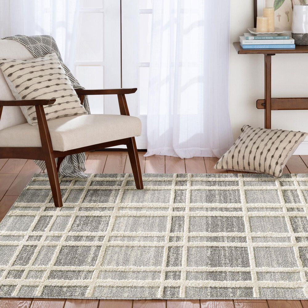 Central Oriental House Aviana Grey and Cream 7&#39;10&quot; x 9&#39;10&quot; Area Rug, , large