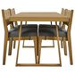 Hearth and Haven 5-Piece Outdoor Wooden Dining Set with U-Leg Table and Cushioned Chairs in Gray, , large