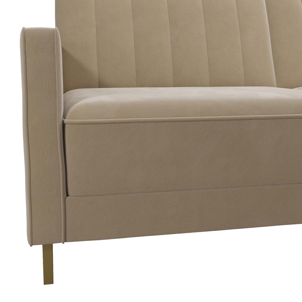 Novogratz Skylar Futon in Ivory Velvet, , large