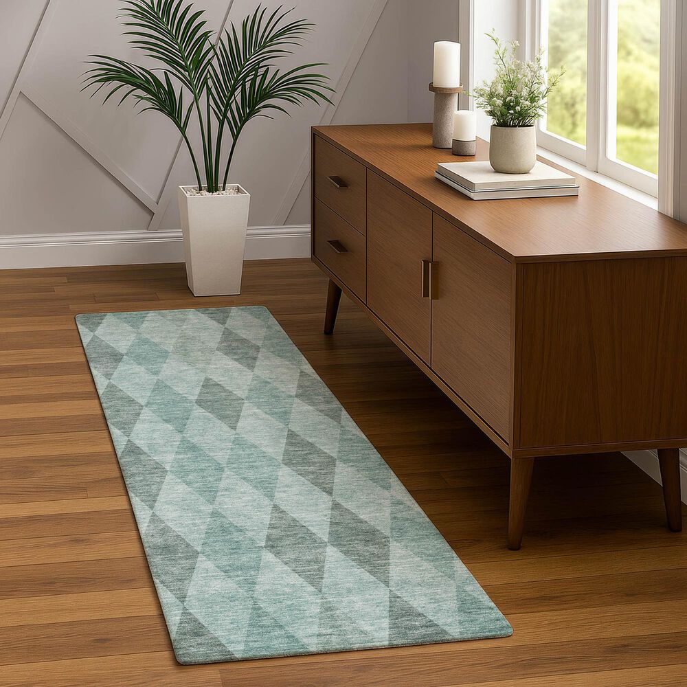 Dalyn Rug Company The Reserve TR2 Teal 2&#39;3&quot; x 7&#39;6&quot; Indoor/Outdoor Runner, , large