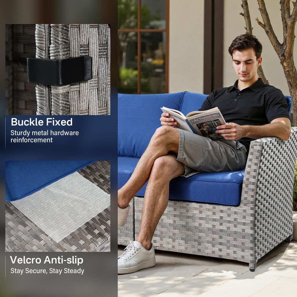 HOMLUX 6-Piece Patio Conversation Set in Navy Blue, , large