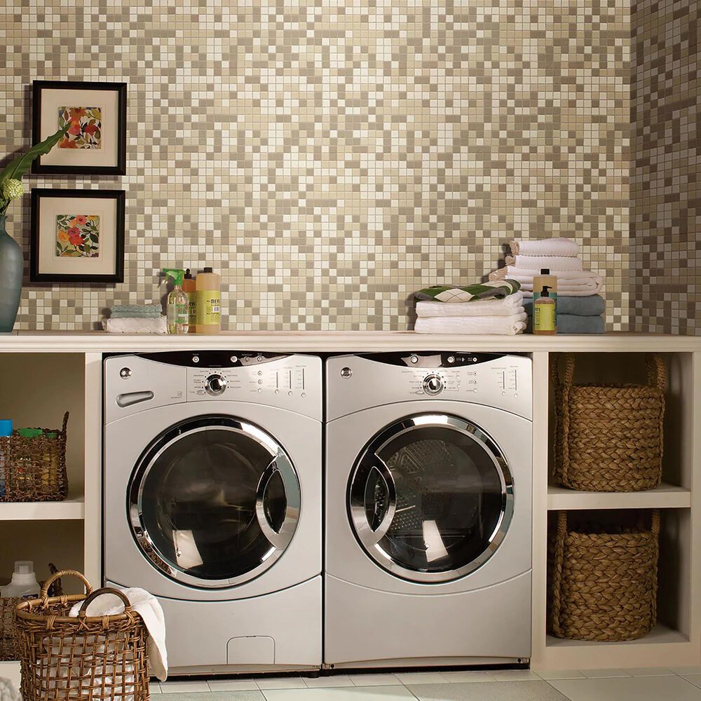 Dal-Tile Keystone Almond 1" Square on 12" x 24" Porcelain Mosaic Sheet, , large