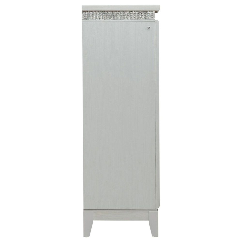 Belle Furnishings Reflections 5-Piece King Upholstered Bedroom Set in Pearl White and Rhinestone, , large