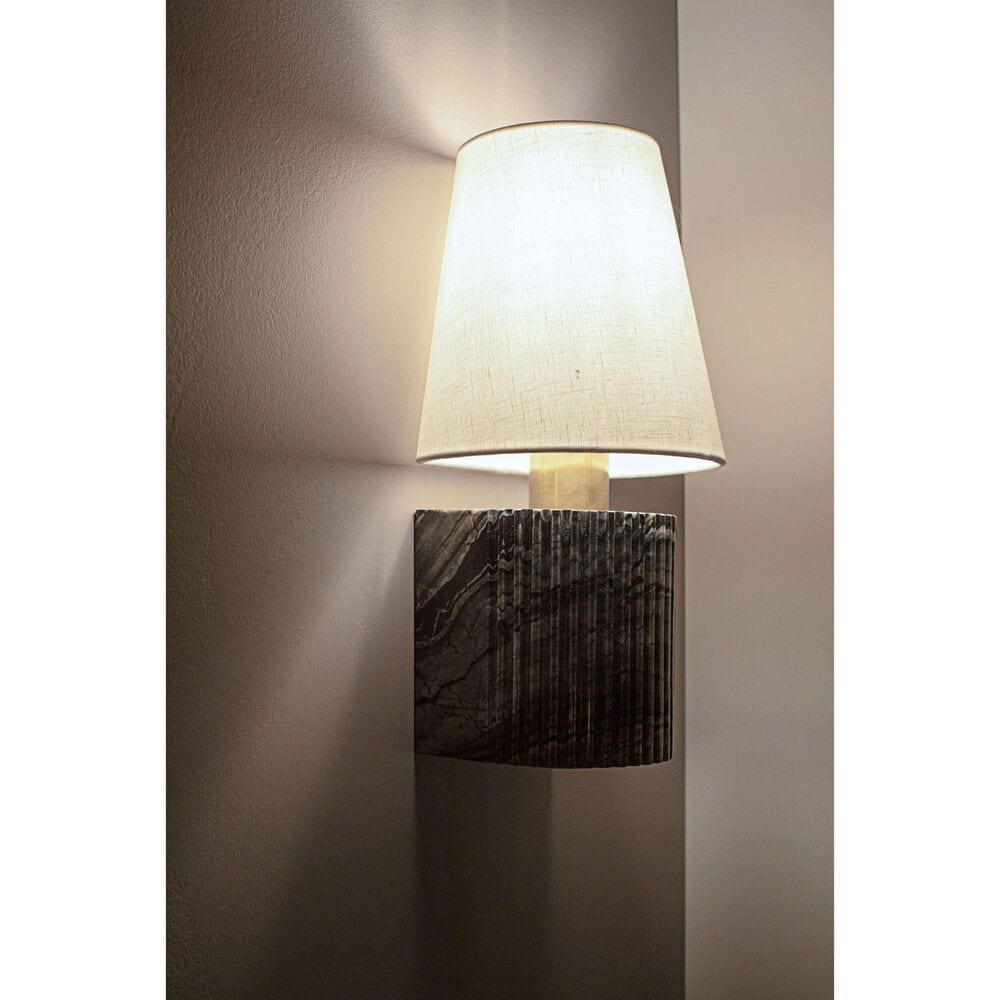 Corbett Lighting Aden 1-Light Wall Sconce in Vintage Brass and Black Marble, , large