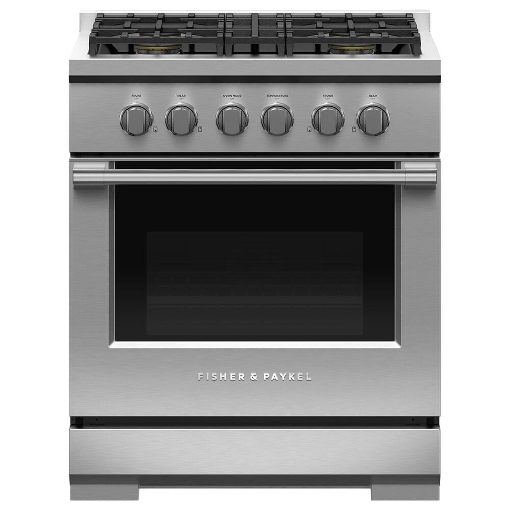 Fisher and Paykel 30" Freestanding Natural Gas Range with 4 Burners in Stainless Steel, , large