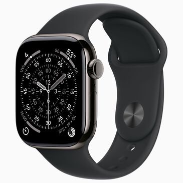 Apple Watch Series 11 (GPS + Cellular) 42mm Slate Titanium Case with Black Sport Band - M/L, , large