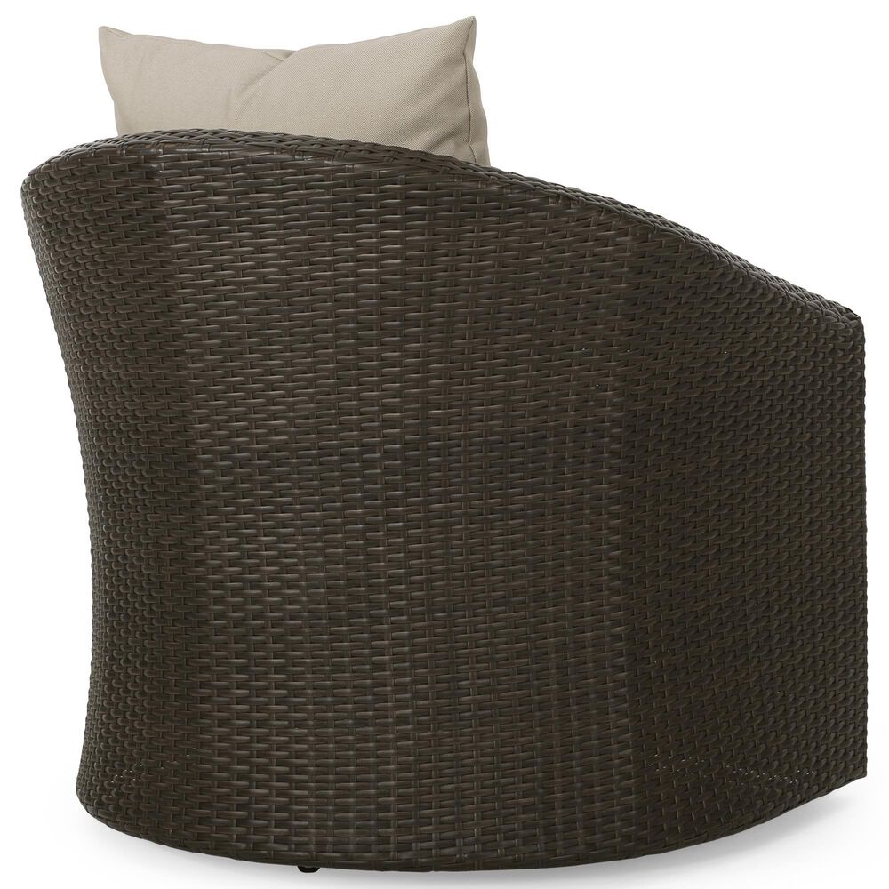 Hearth and Haven Outdoor Wicker Swivel Chair in Khaki, , large