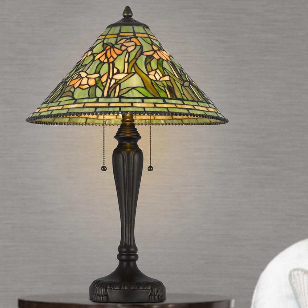 Cal Lighting Milwood Tiffany Table Lamp in Bronze, , large